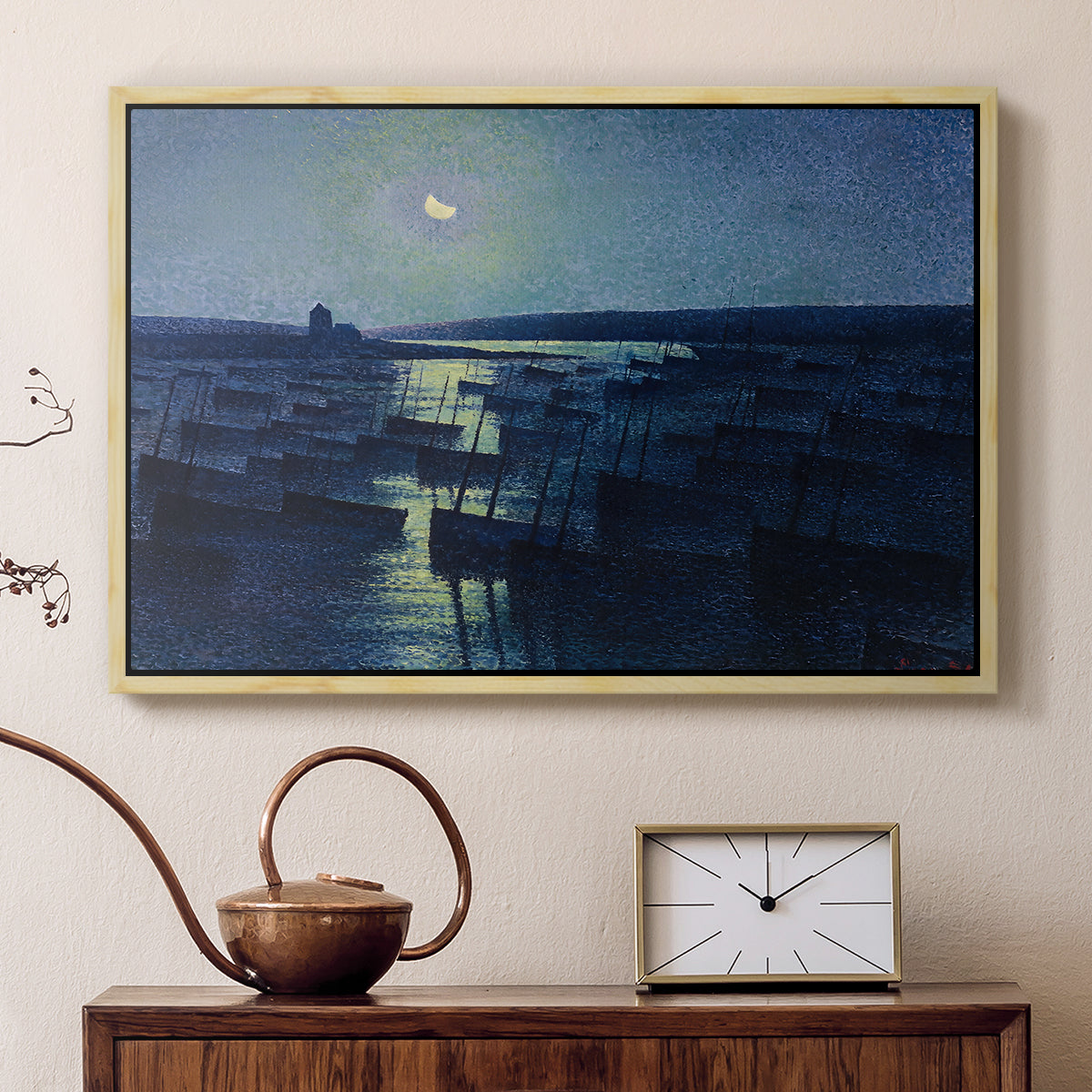 Camaret, Moonlight and Fishing Boats, 1894 - Floater Framed Canvas Print