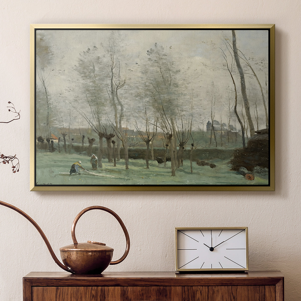 Washerwomen in a Willow Grove, c. 1871 - Floater Framed Canvas Print