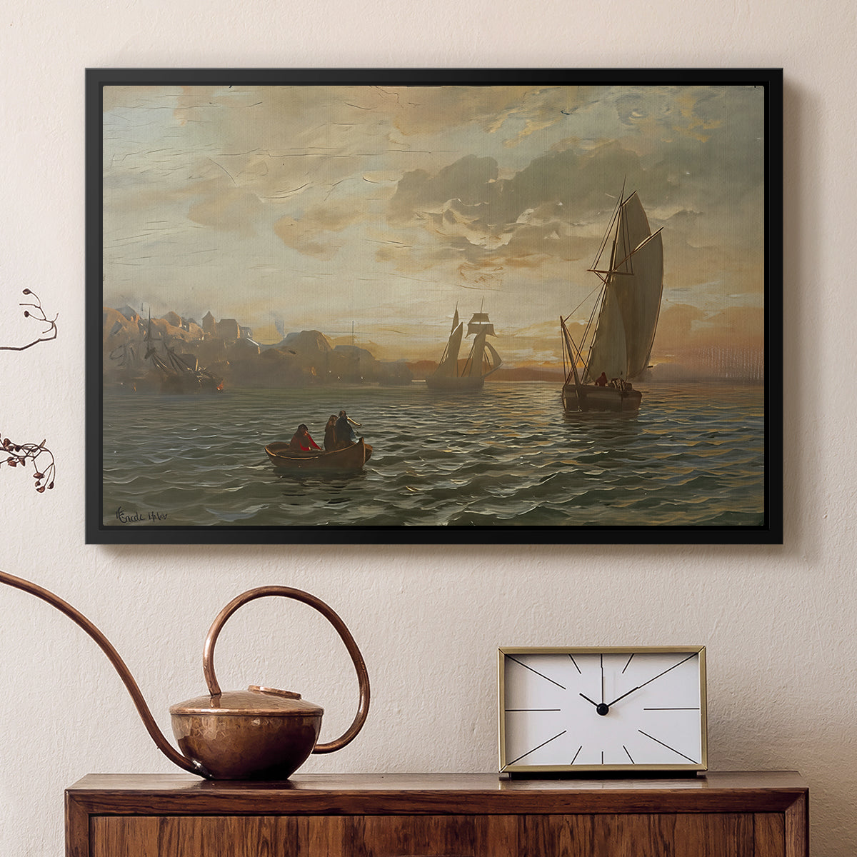 View from the Oslofjord, 1866 - Floater Framed Canvas Print