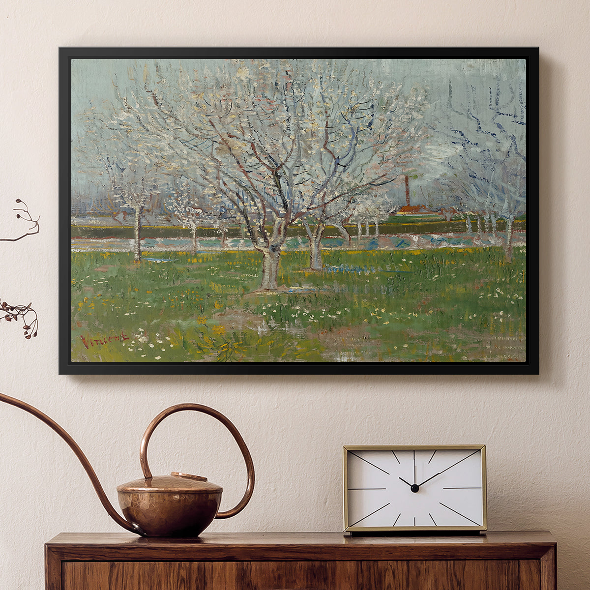 Orchard in Blossom (Plum Trees), 1888 - Floater Framed Canvas Print