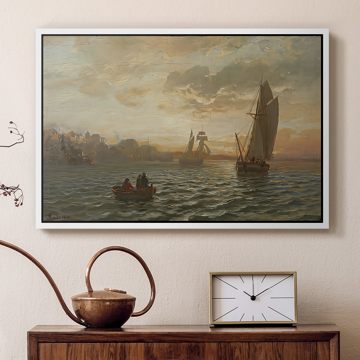 View from the Oslofjord, 1866 - Floater Framed Canvas Print