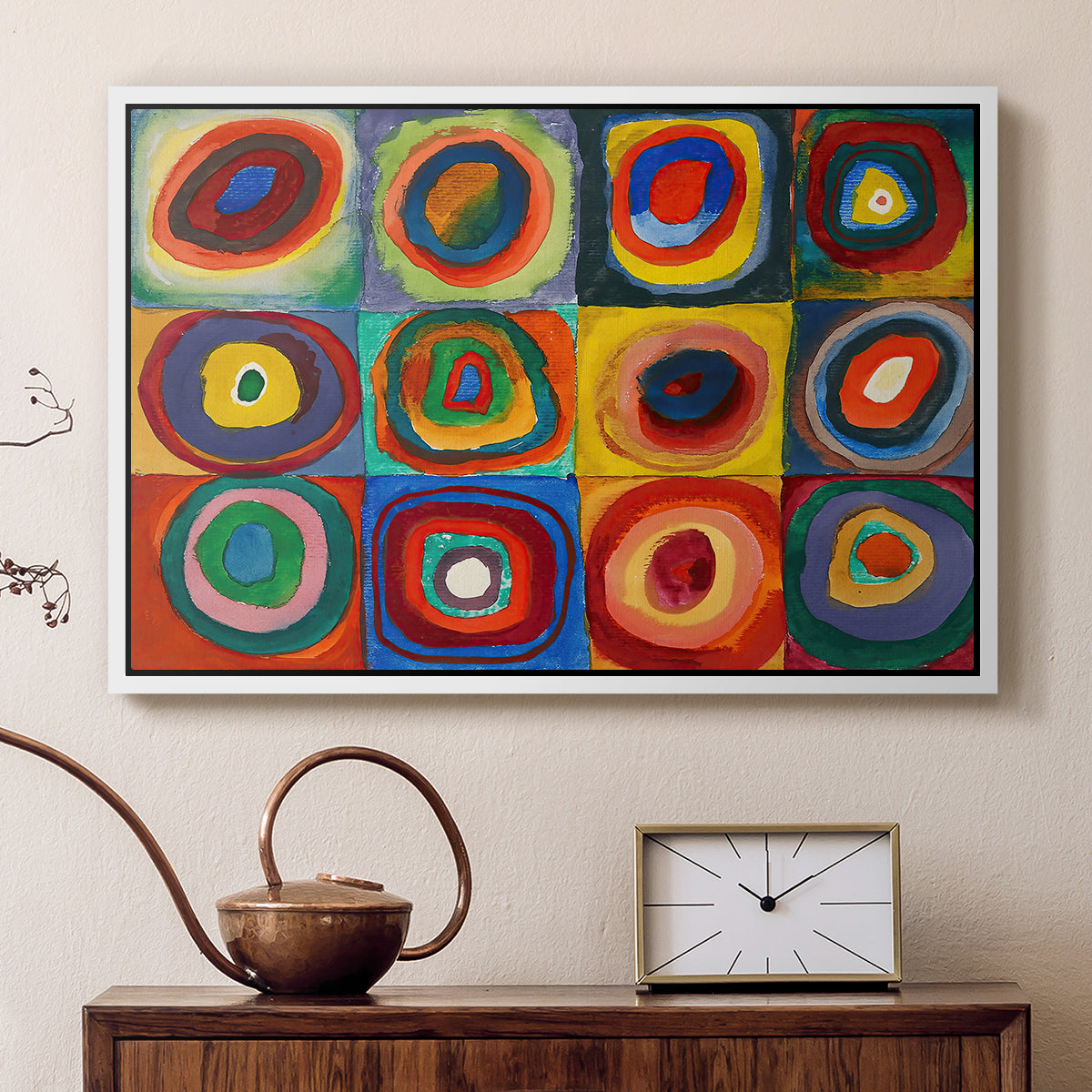 Color Study: Squares with Concentric Circles, 1913 - Floater Framed Canvas Print