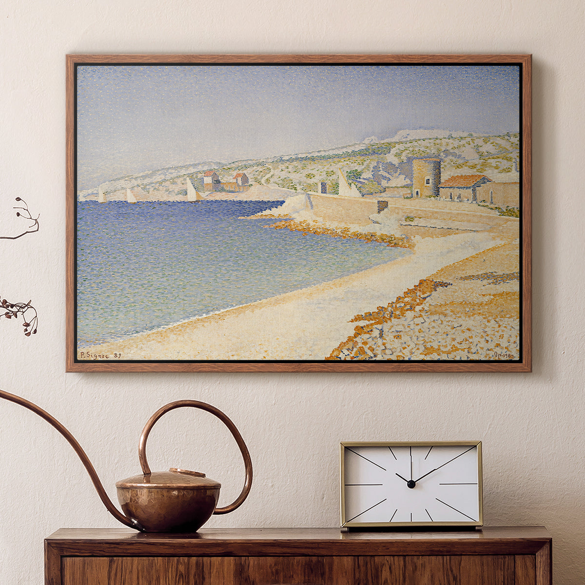The Jetty at Cassis, Opus 198, 1889 - Floater Framed Canvas Print