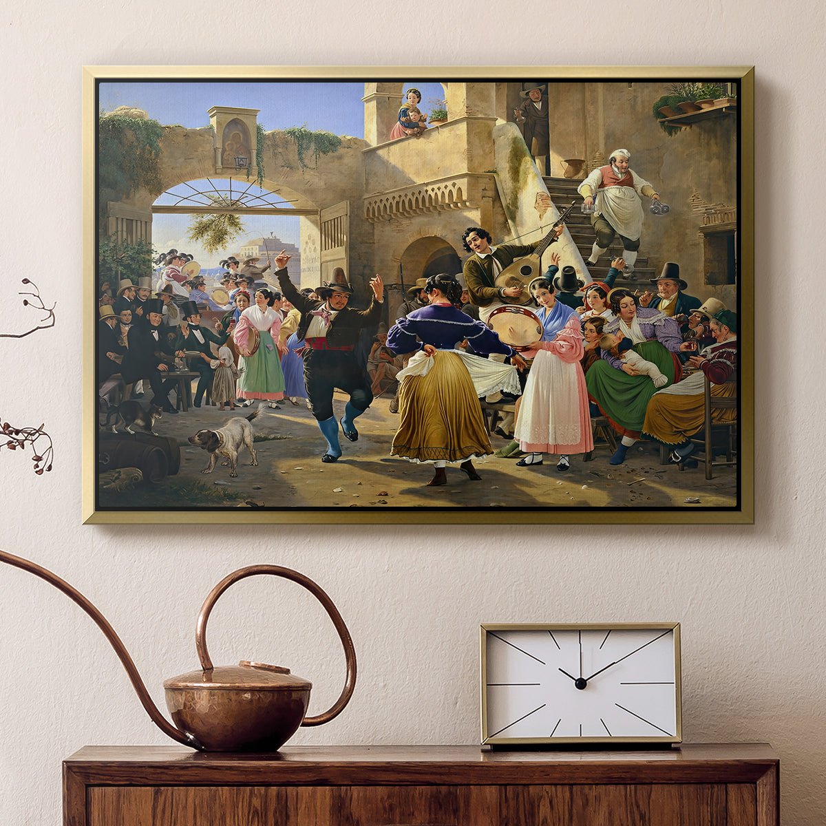 Romans Gathered for Merriment at an Osteria, 1839 - Floater Framed Canvas Print