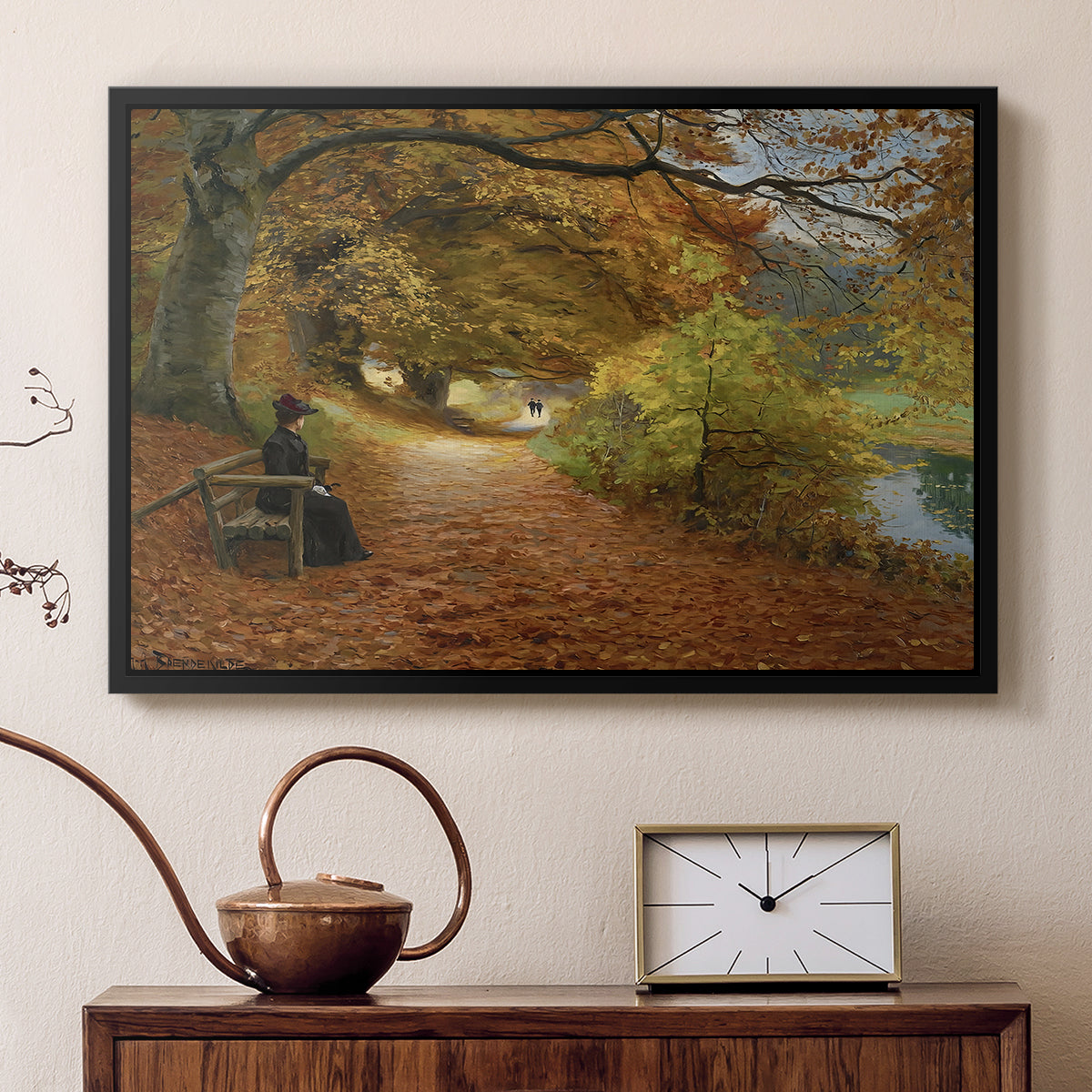 A Wooded Path in Autumn, 1902 - Floater Framed Canvas Print