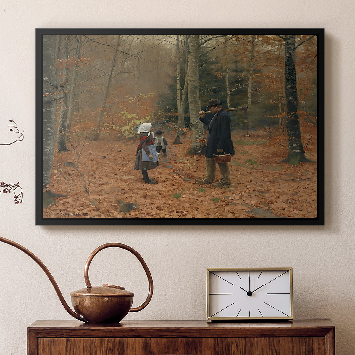 The Woodman and his Children, 1886 - Floater Framed Canvas Print