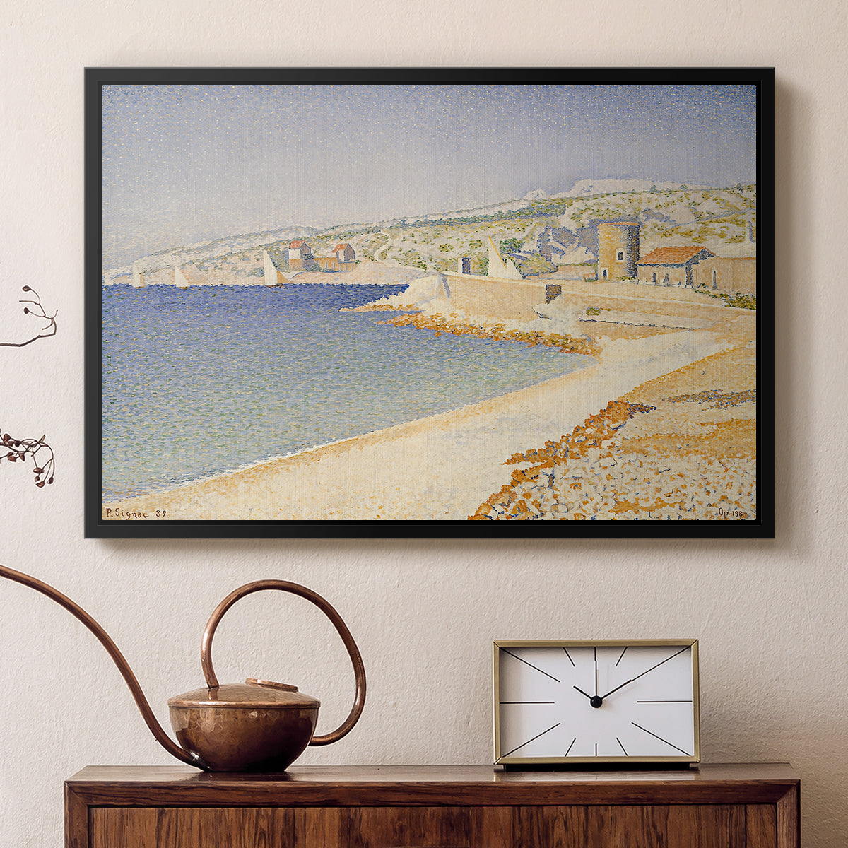 The Jetty at Cassis, Opus 198, 1889 - Floater Framed Canvas Print