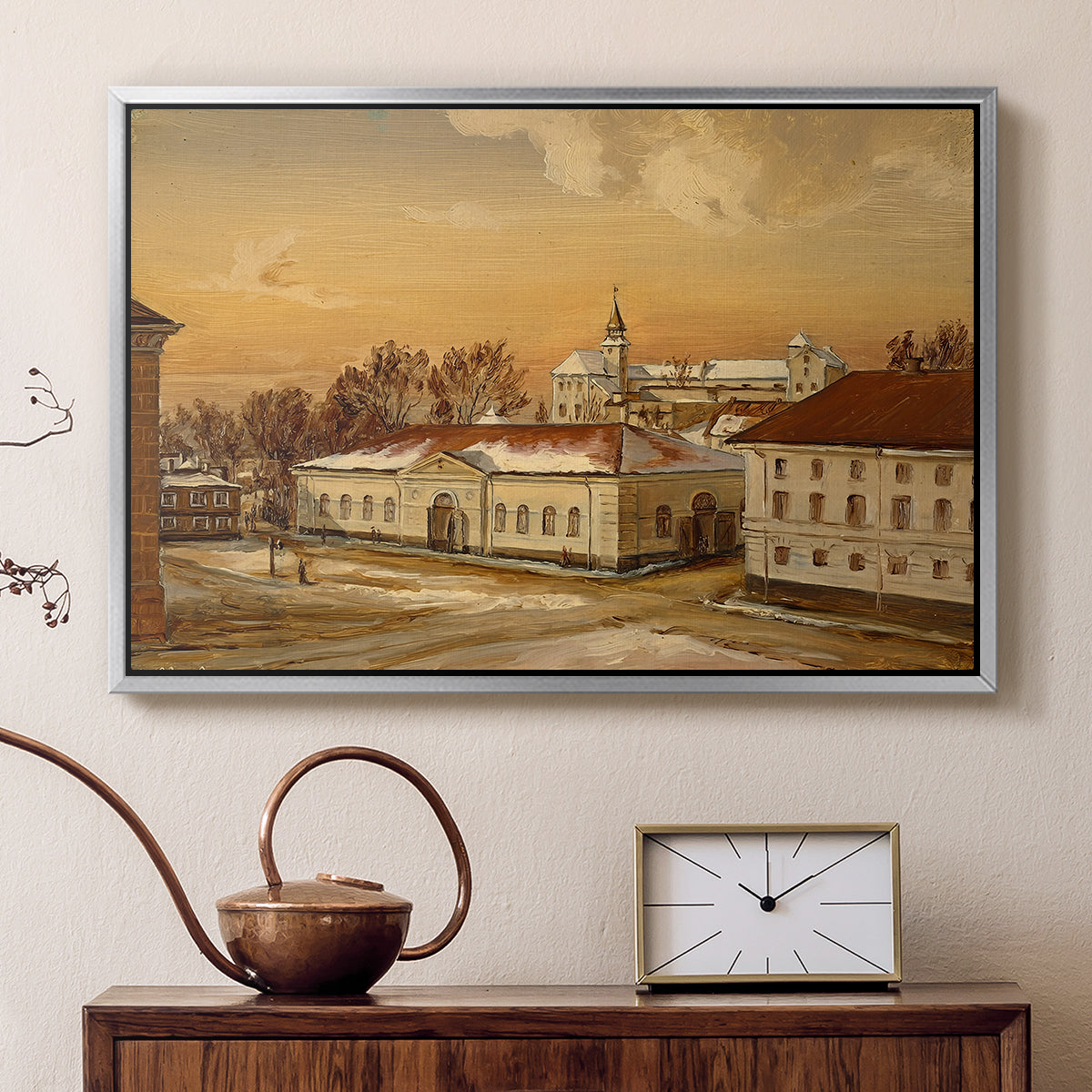 The Riding School at Akershus Castle, 1846 - Floater Framed Canvas Print