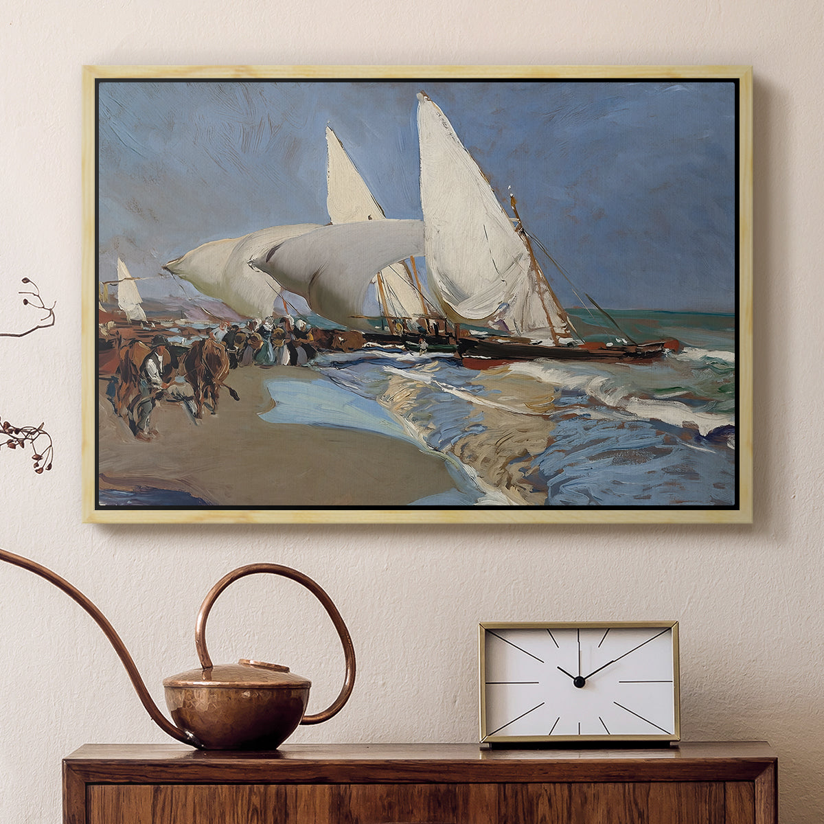 The Beach at Valencia, 1908 - Floater Framed Canvas Print