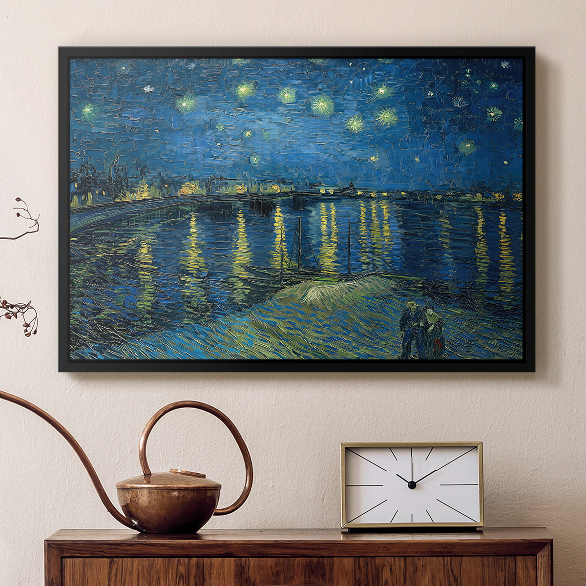 Starry Night Over the Rhône, 1888 - Floater Framed Canvas Print