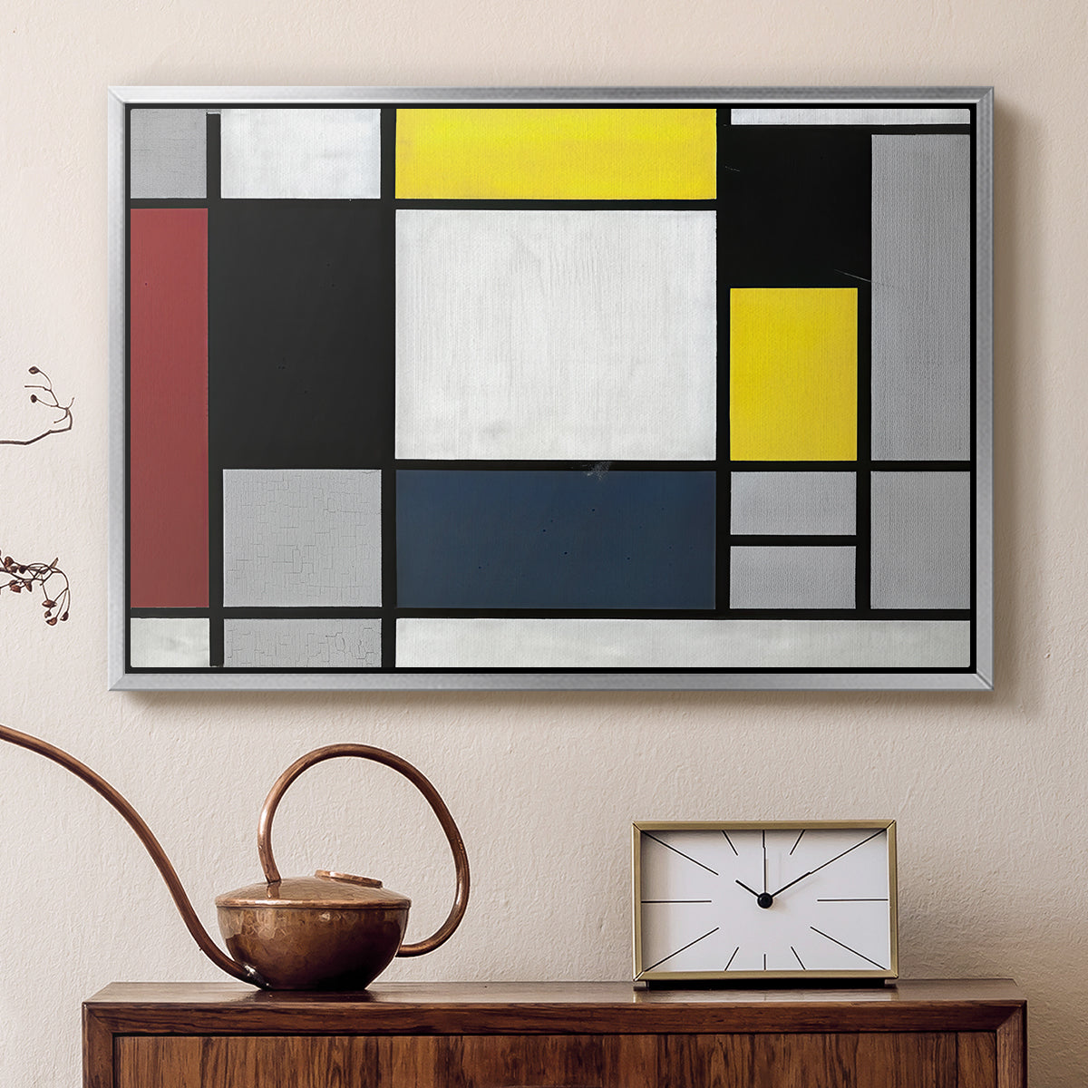 Composition with Yellow, Red, Black, Blue, and Gray, 1920 - Floater Framed Canvas Print