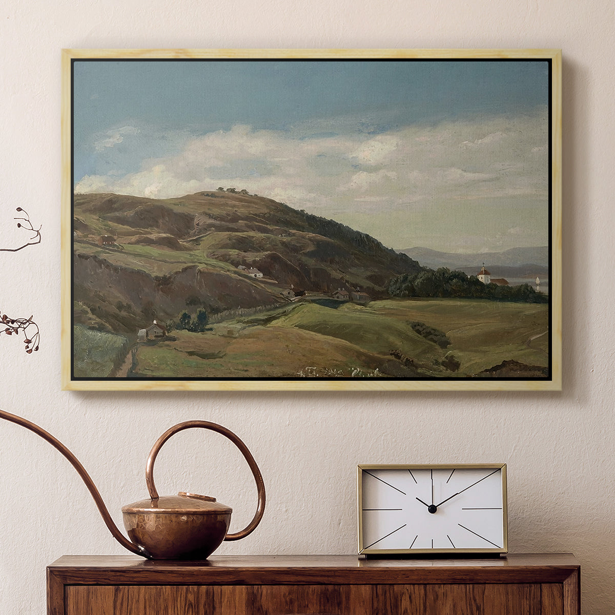 Ekeberg and Oslo Church, 1852 - Floater Framed Canvas Print