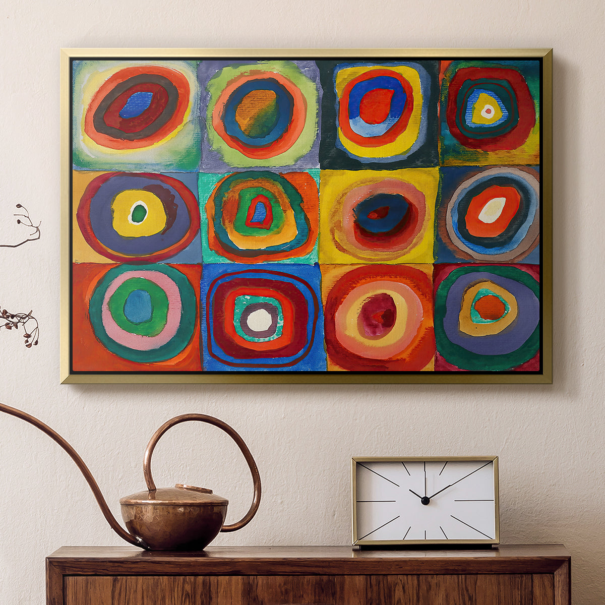 Color Study: Squares with Concentric Circles, 1913 - Floater Framed Canvas Print