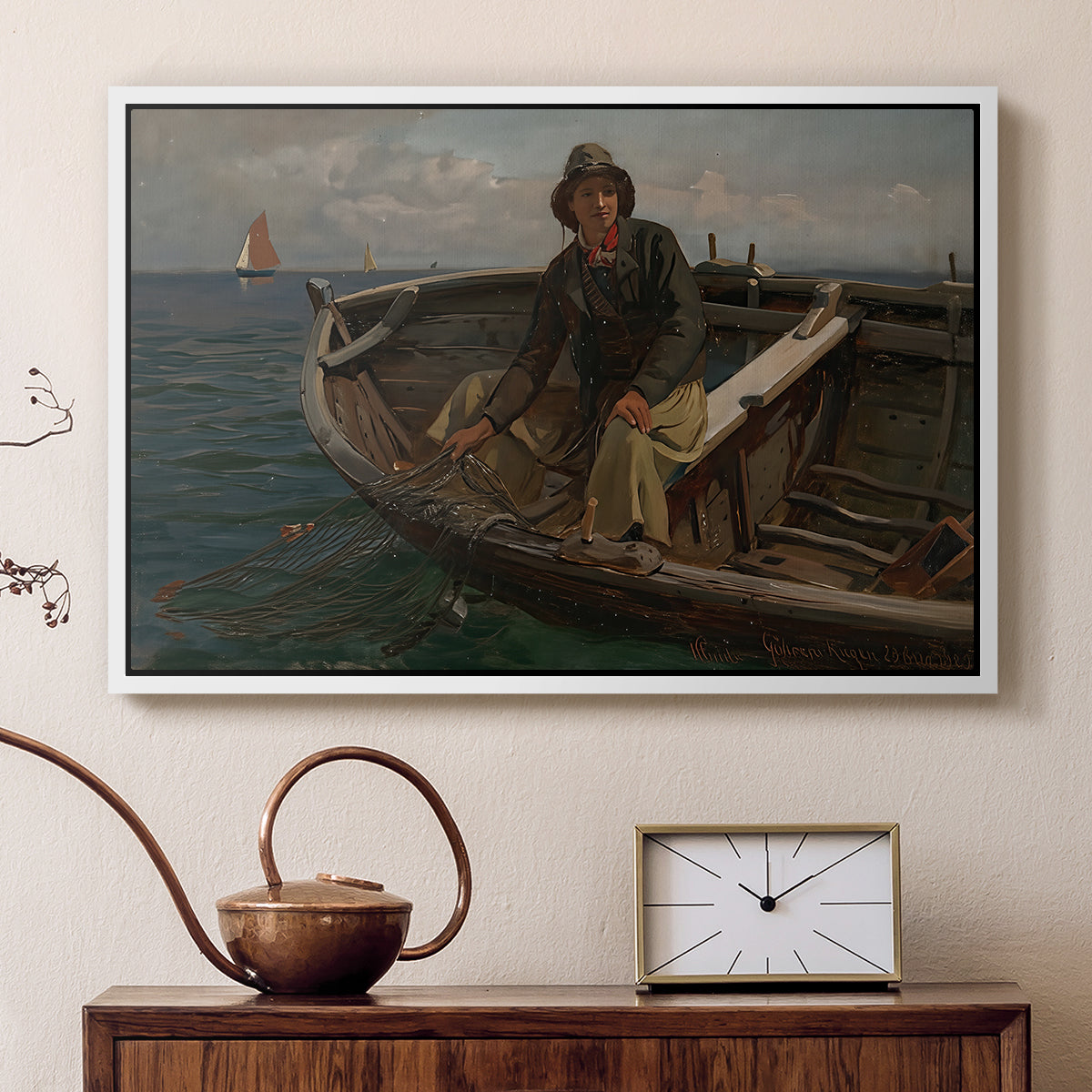 Fishermen from Rügen, 1882 - Floater Framed Canvas Print