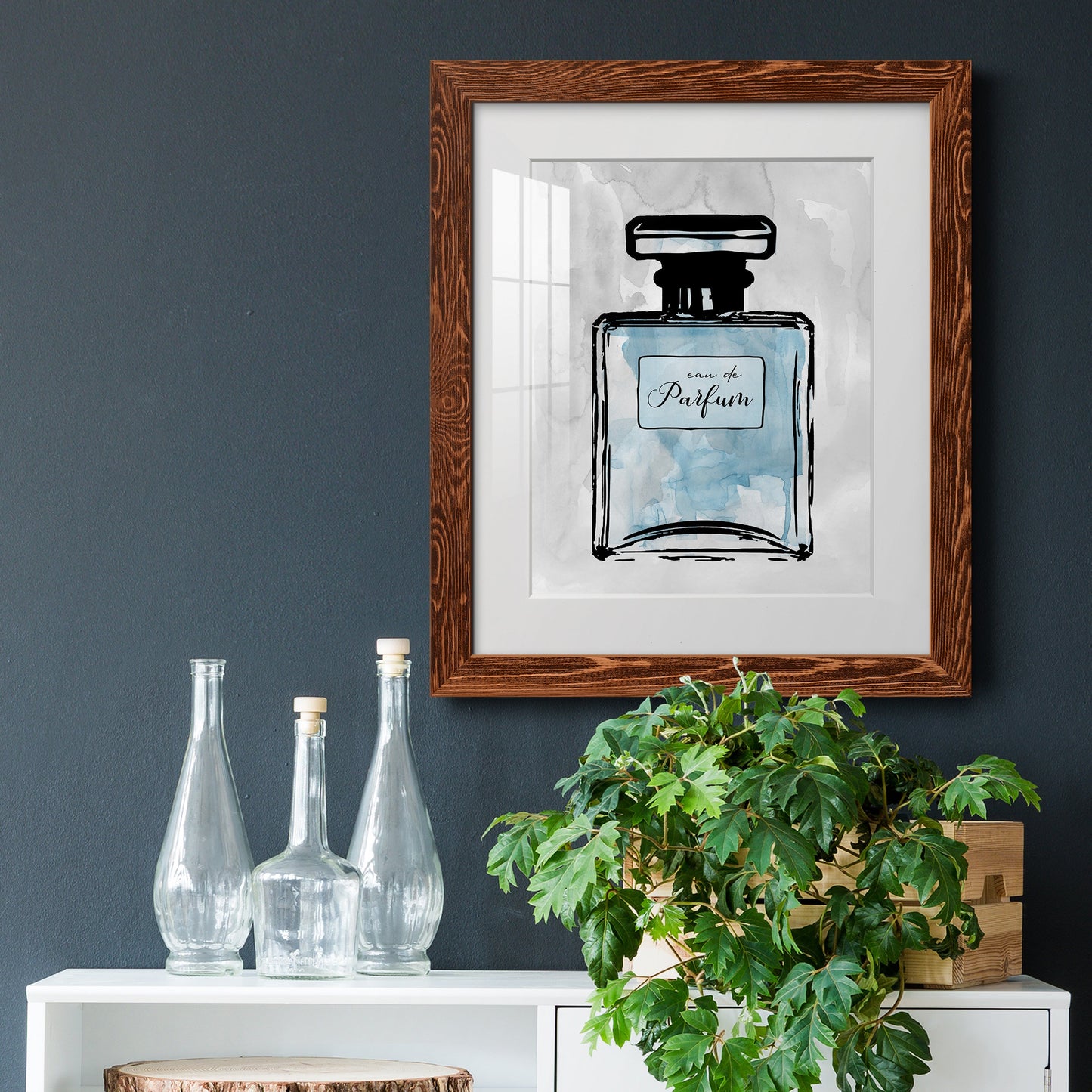 Blue Wash Perfume - Premium Framed Print - Distressed Barnwood Frame - Ready to Hang