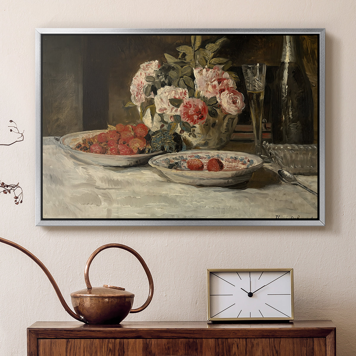 Strawberries and Champagne, c. 1881-1885 - Floater Framed Canvas Print