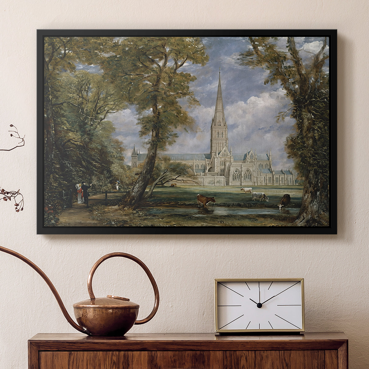 Salisbury Cathedral from the Bishop's Grounds, c. 1825 - Floater Framed Canvas Print