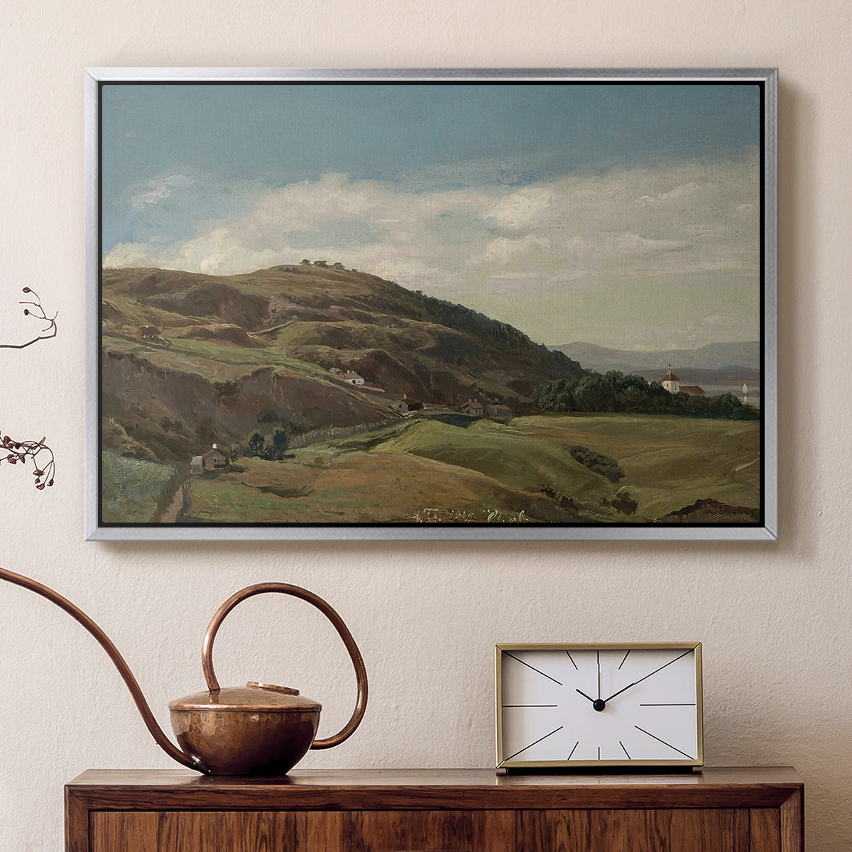 Ekeberg and Oslo Church, 1852 - Floater Framed Canvas Print