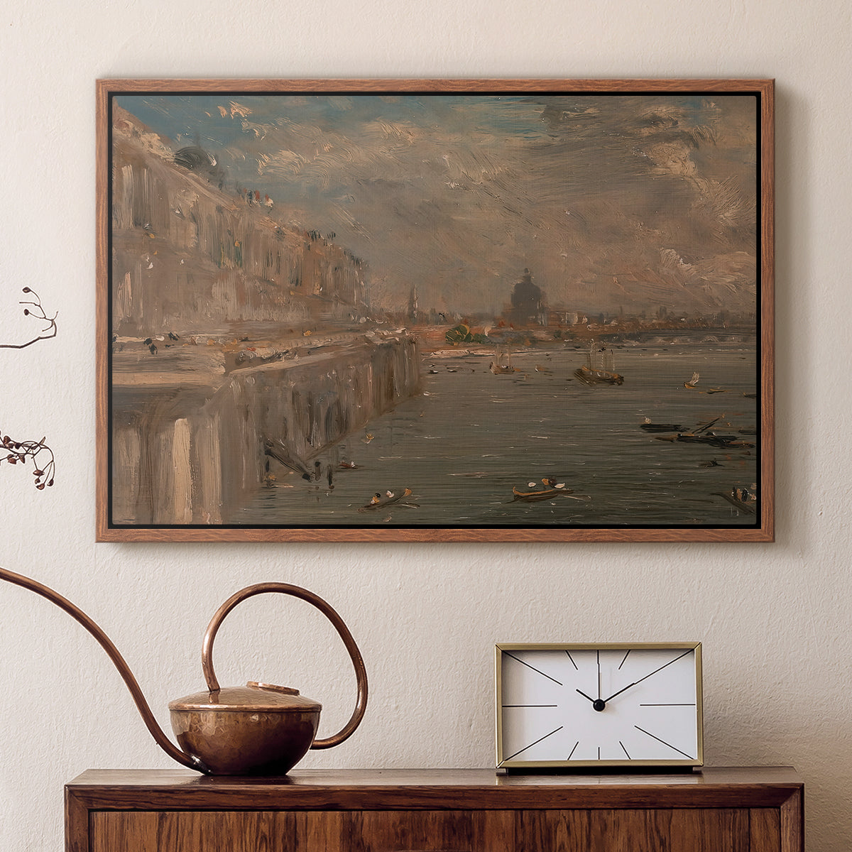 Somerset House Terrace from Waterloo Bridge, c. 1819 - Floater Framed Canvas Print