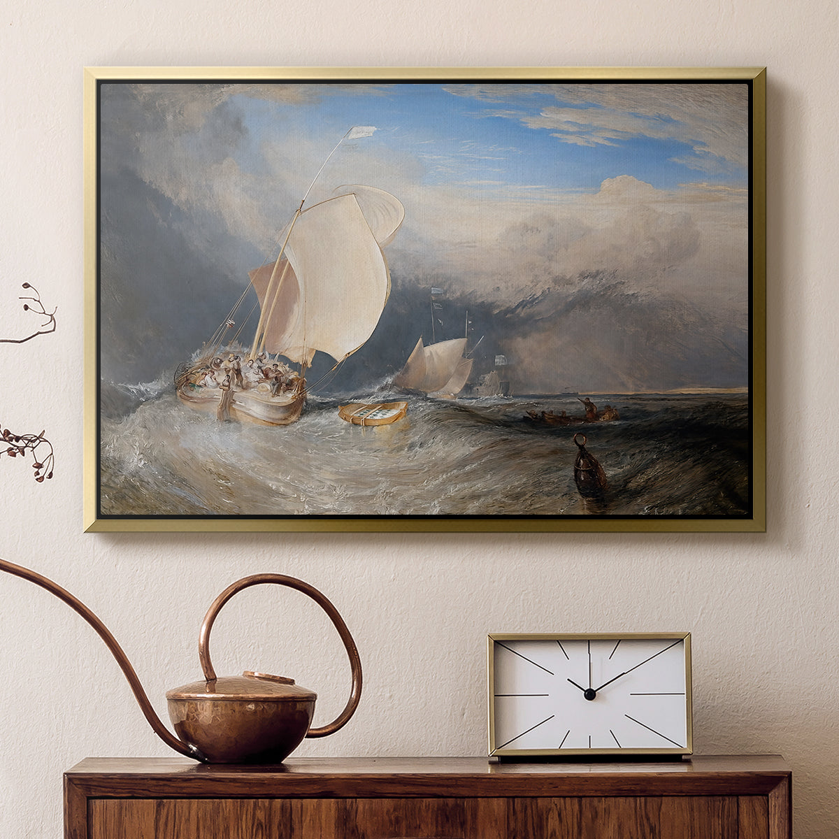 Fishing Boats with Hucksters Bargaining for Fish, 1837-1838 - Floater Framed Canvas Print