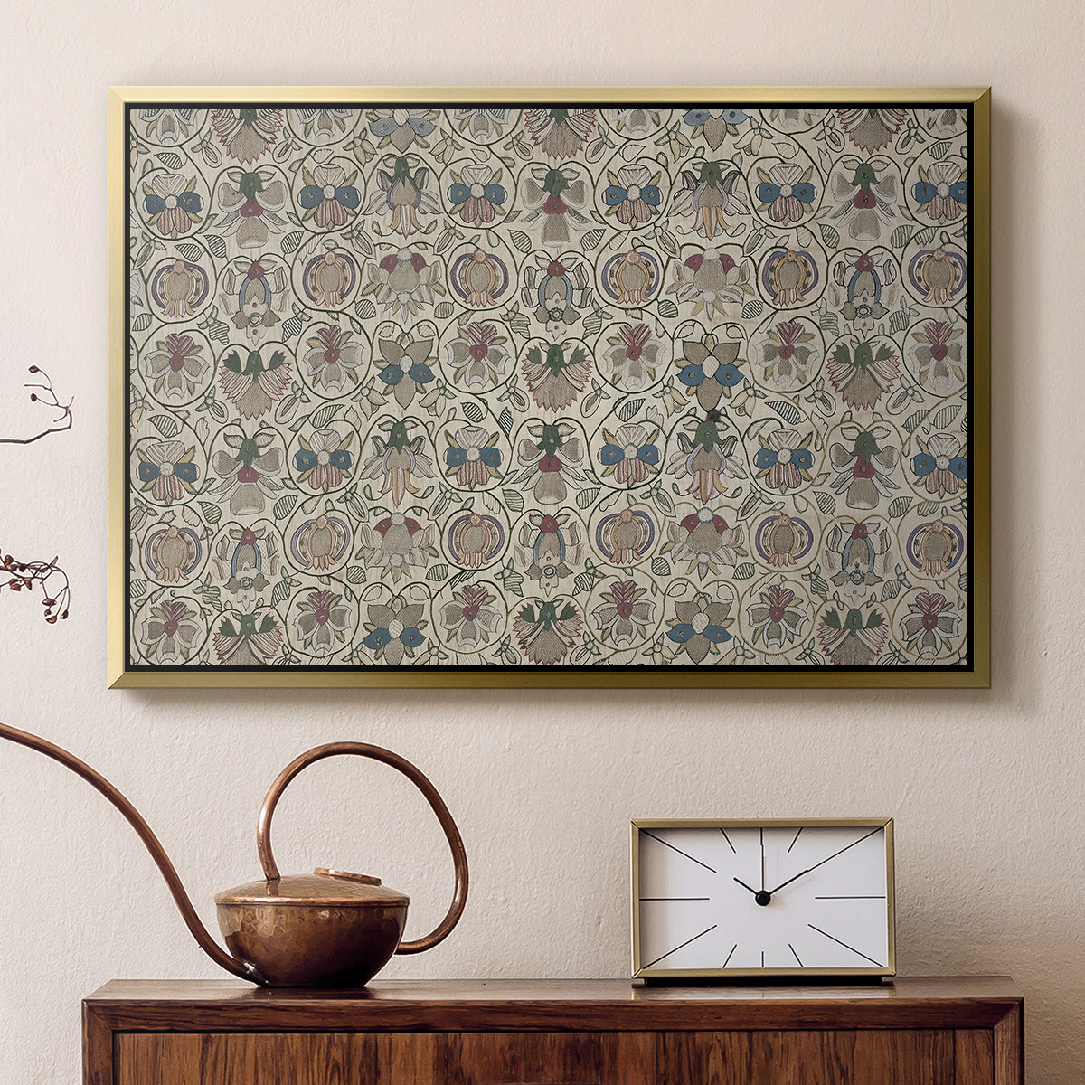 Long Cushion Cover (Printed Textile), c. 1600 - Floater Framed Canvas Print