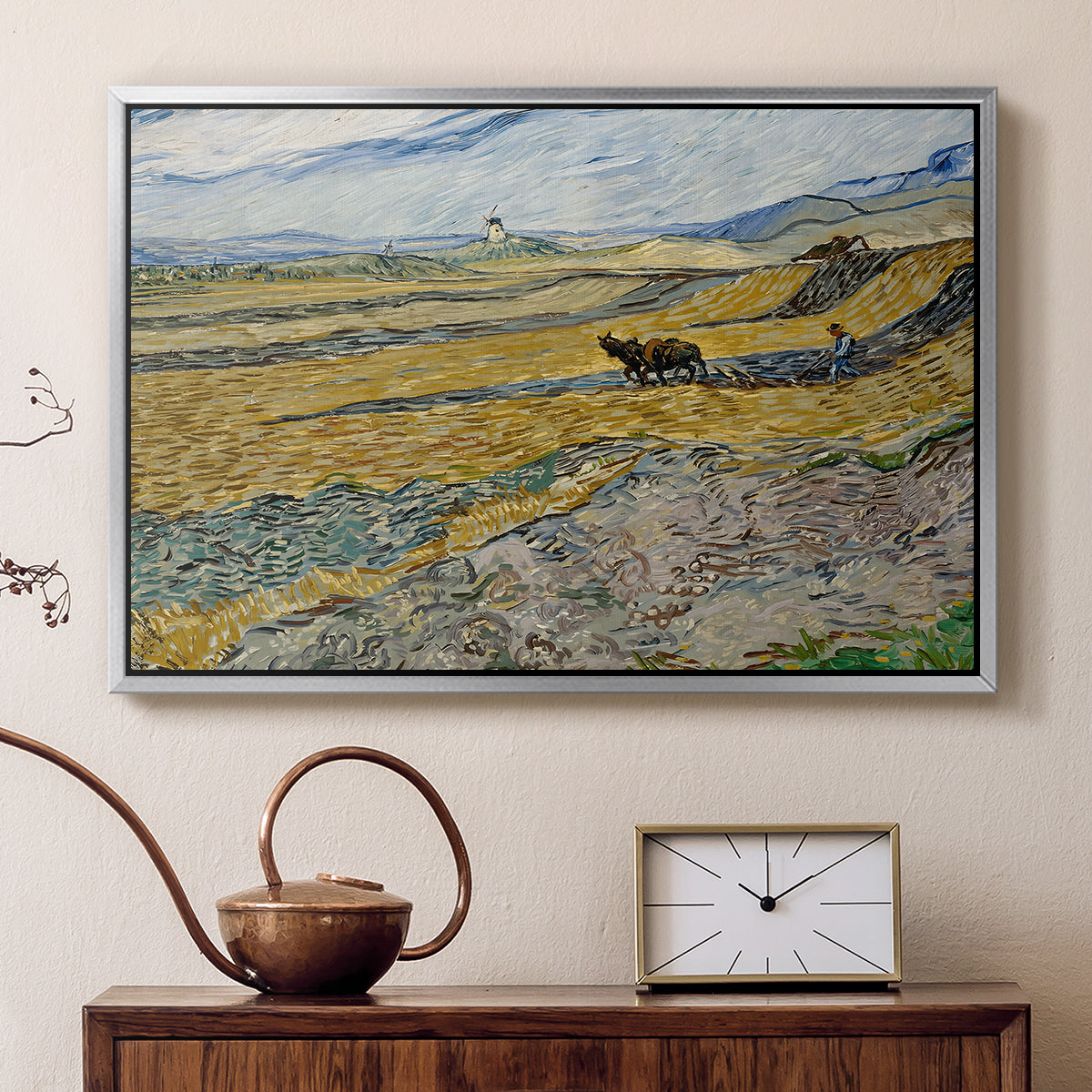 Enclosed Field with Ploughman, 1889 - Floater Framed Canvas Print