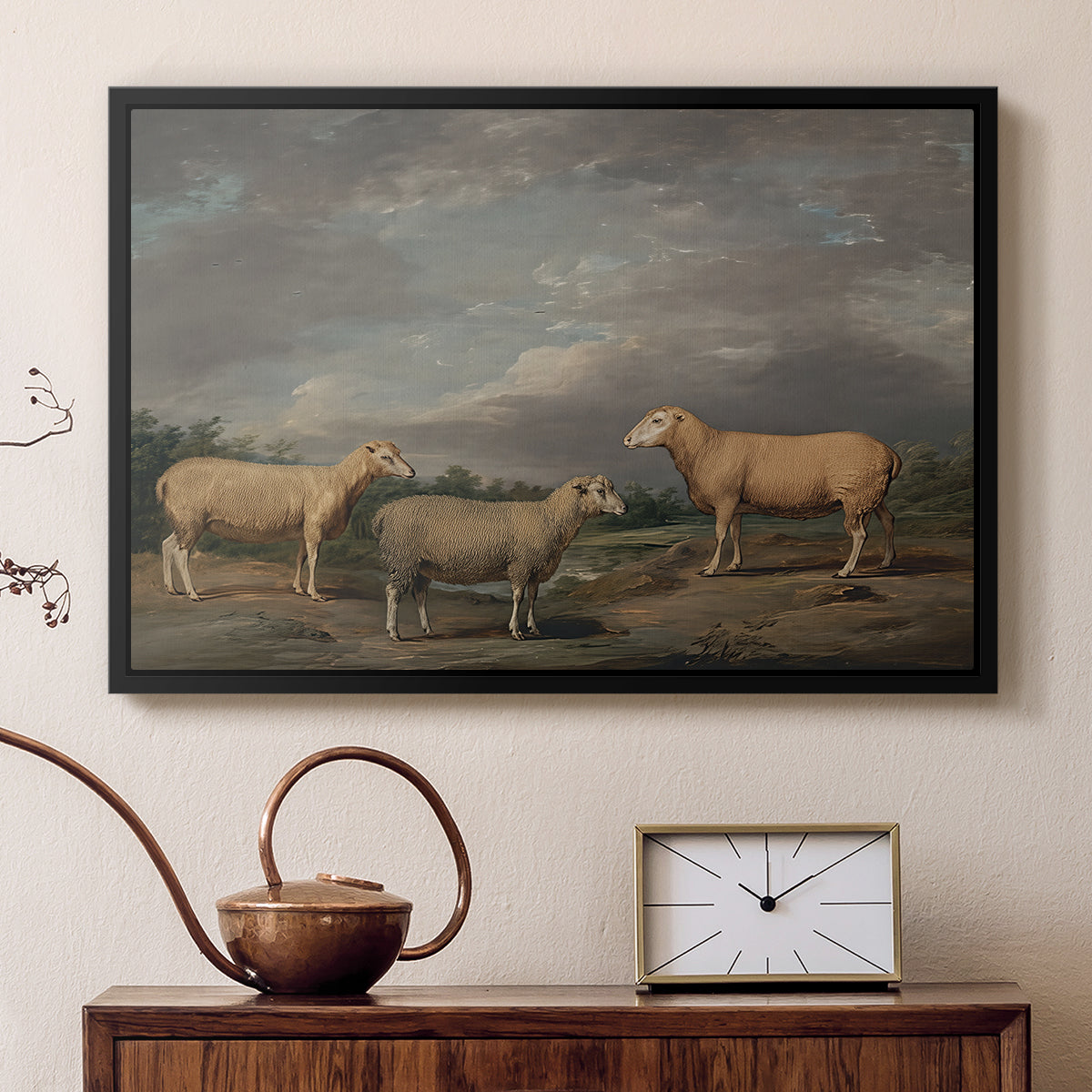 Ryelands Sheep, the King's Ram, the King's Ewe and Lord Somerville's Wether, c. 1801-1807 - Floater Framed Canvas Print