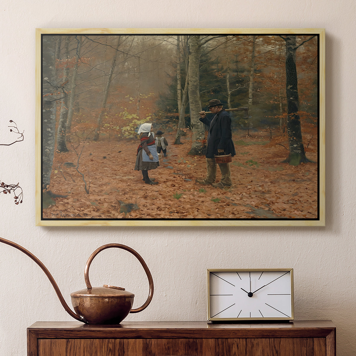 The Woodman and his Children, 1886 - Floater Framed Canvas Print