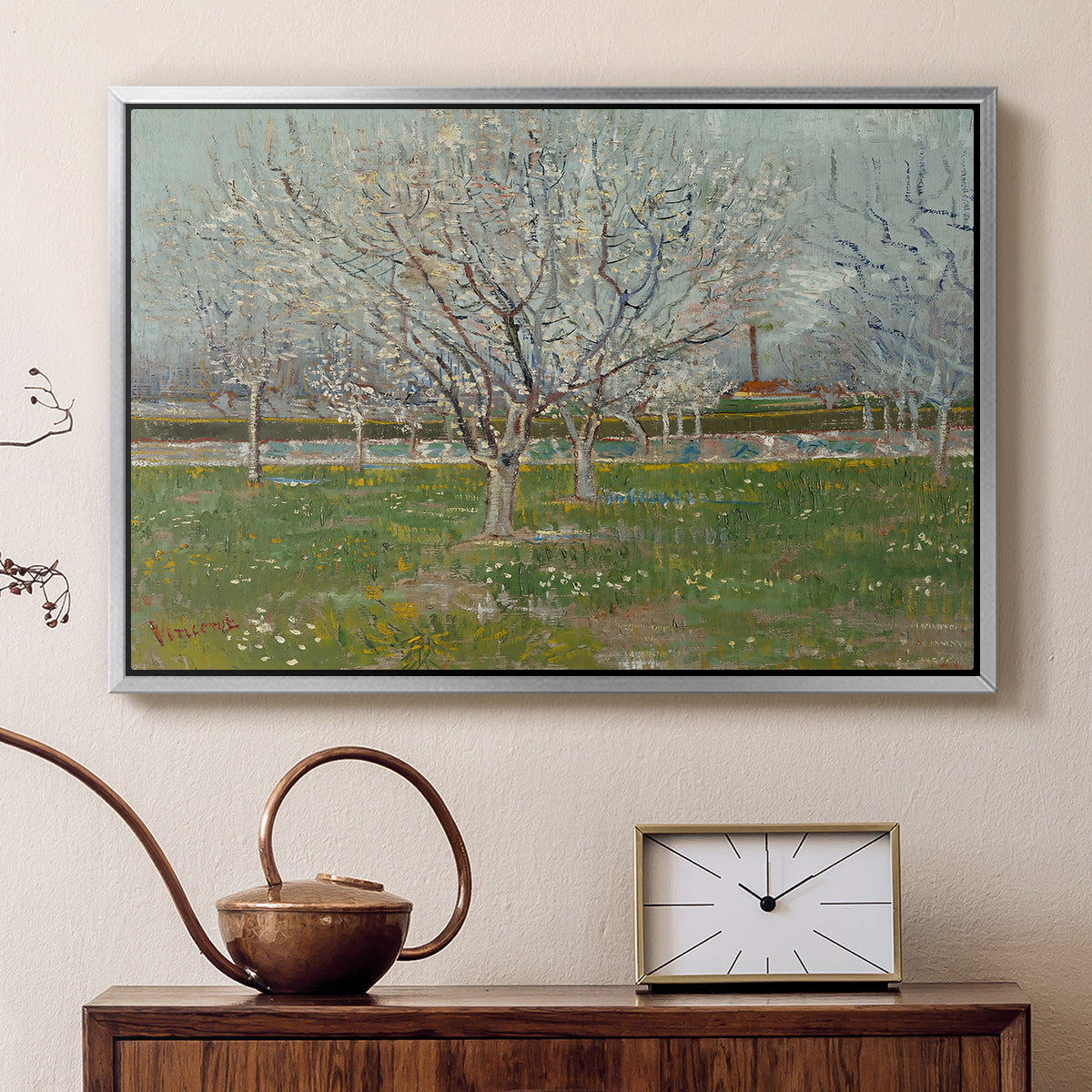 Orchard in Blossom (Plum Trees), 1888 - Floater Framed Canvas Print