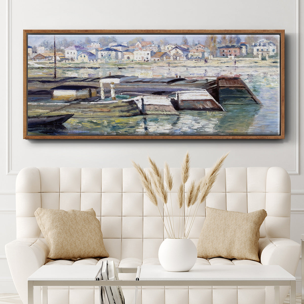 The Seine at Asnieres, 1873 - Floater Framed Canvas Print
