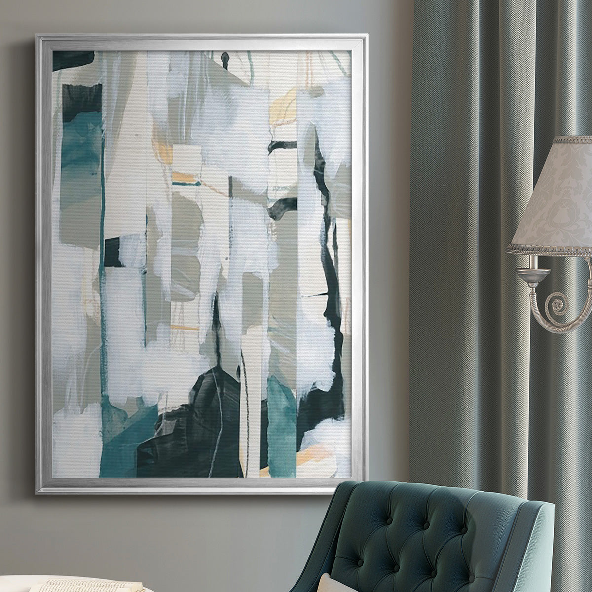 Sea Cavern Strata I - Modern Framed Canvas Print