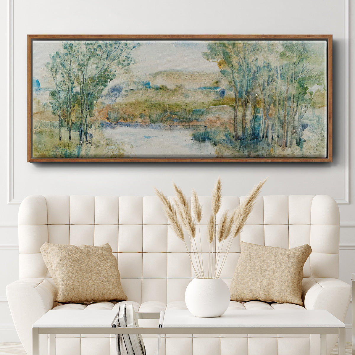 Trees on the Creek I - Floater Framed Canvas Print