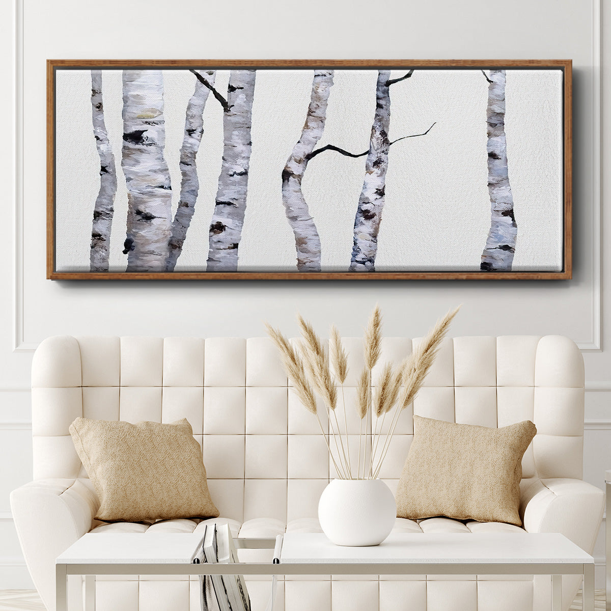 Birch Trees I - Floater Framed Canvas Print