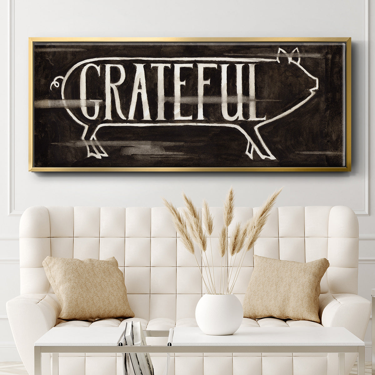 Grateful Pig - Floater Framed Canvas Print