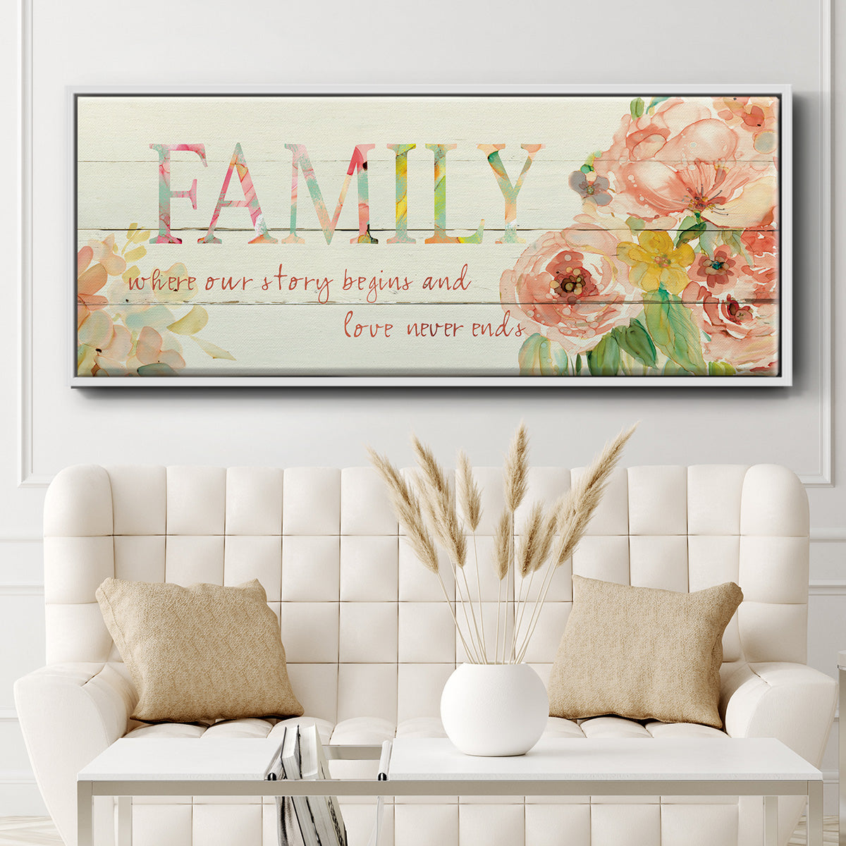 Family Where Our Story Begins - Floater Framed Canvas Print
