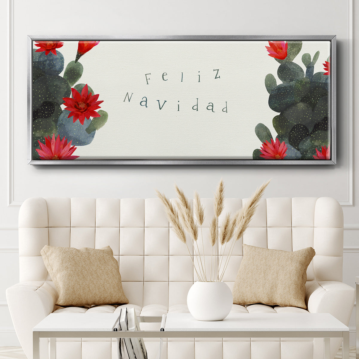 Flowering Christmas Cactus Collection D - Floater Framed Canvas Print