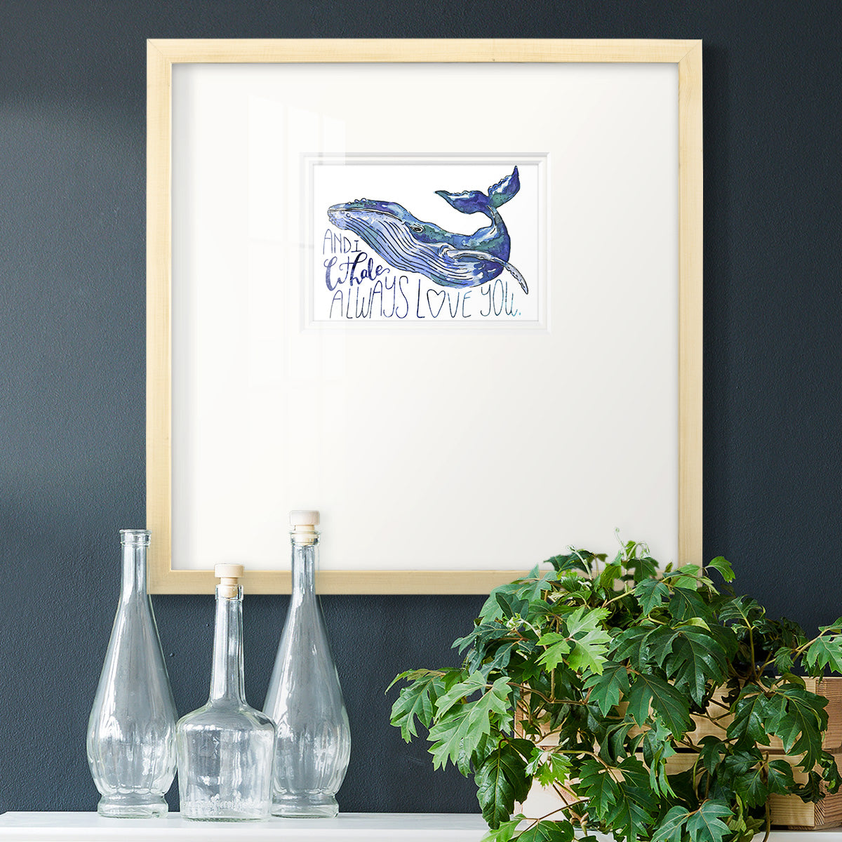 Whale Love I Premium Framed Print Double Matboard