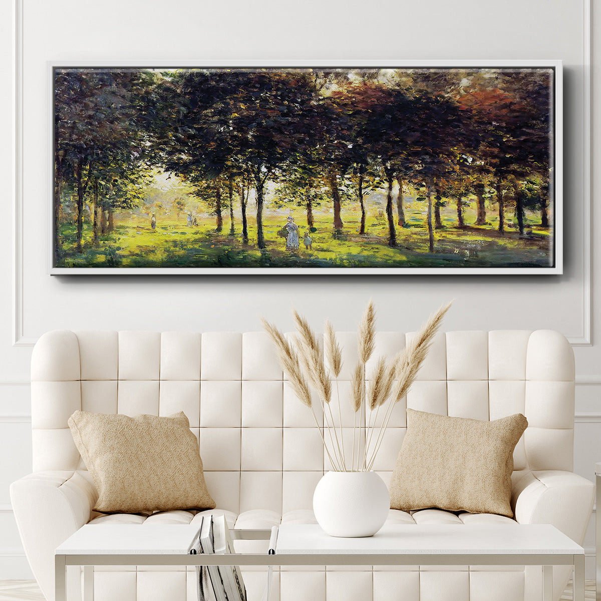 The Promenade at Argenteuil, Sunset, 1874 - Floater Framed Canvas Print