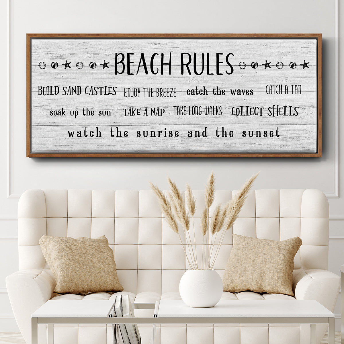 Rules of the Beach - Floater Framed Canvas Print
