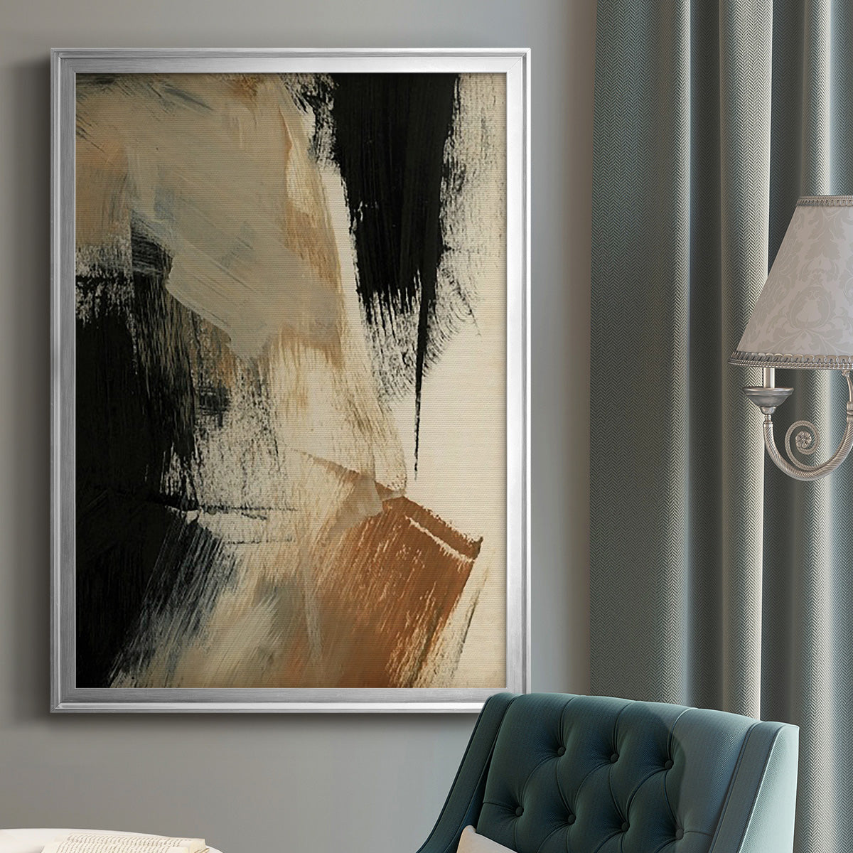 Baked Paintstrokes V - Modern Framed Canvas Print