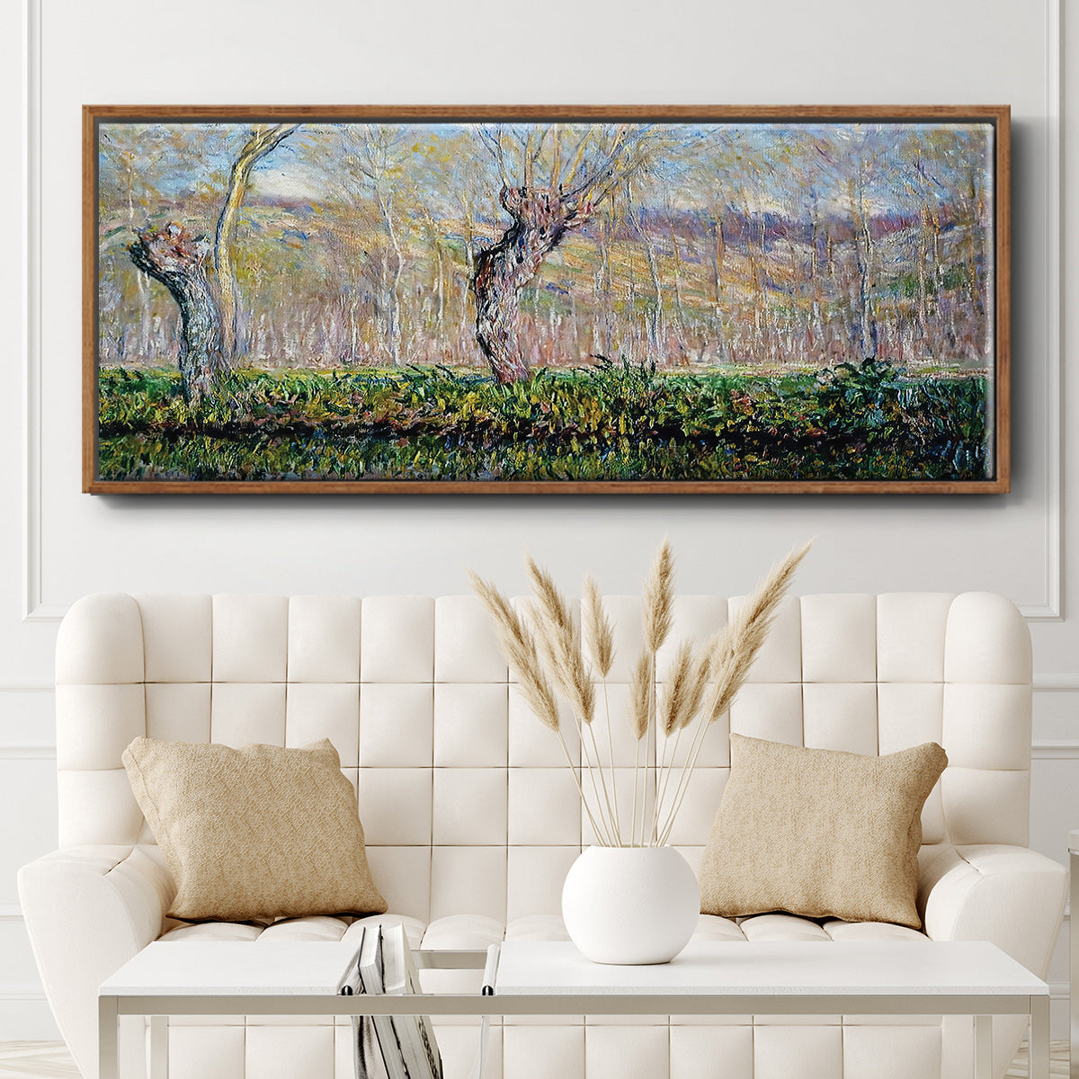 The Banks of the River Epte in Springtime, 1885 - Floater Framed Canvas Print