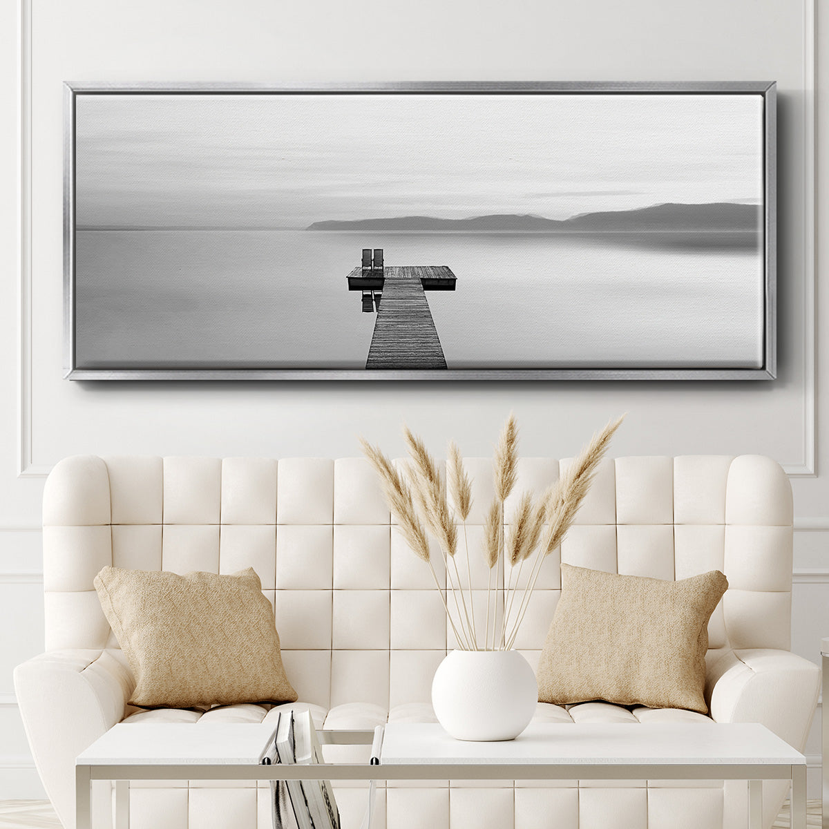 Black & White Water Panel XII - Floater Framed Canvas Print