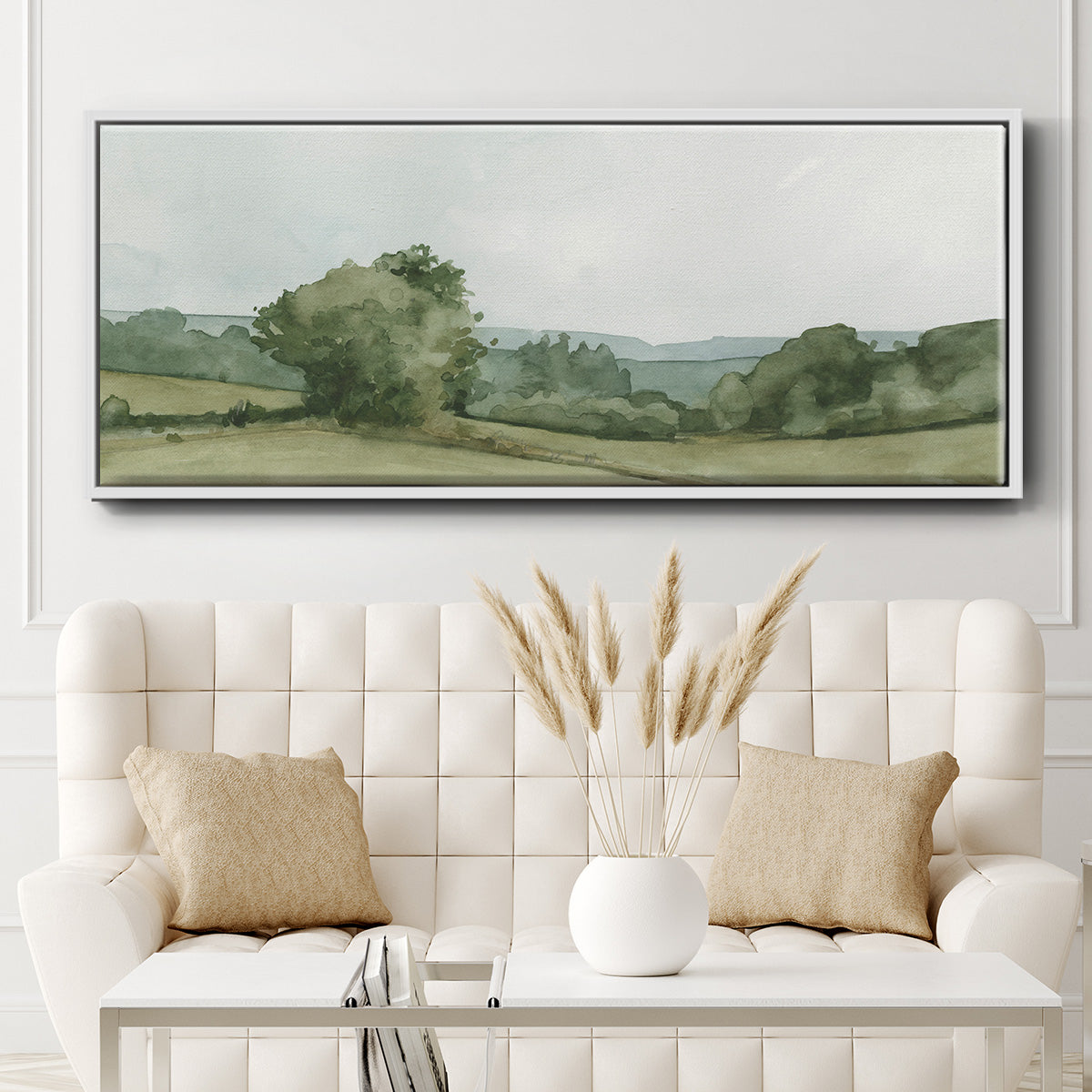 Vintage Landscape Sketch I - Floater Framed Canvas Print