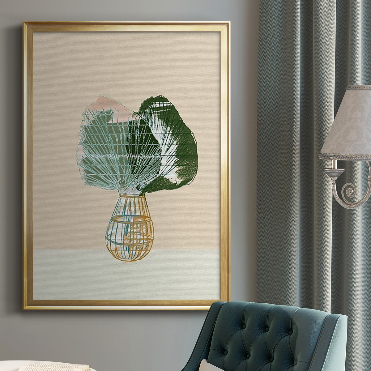 Woven Tropical Leaf II - Modern Framed Canvas Print