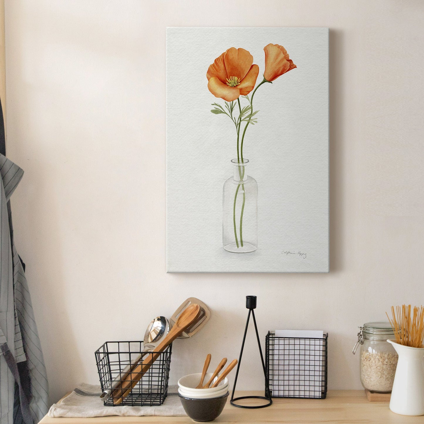 California Poppy Vase II Premium Gallery Wrapped Canvas - Ready to Hang