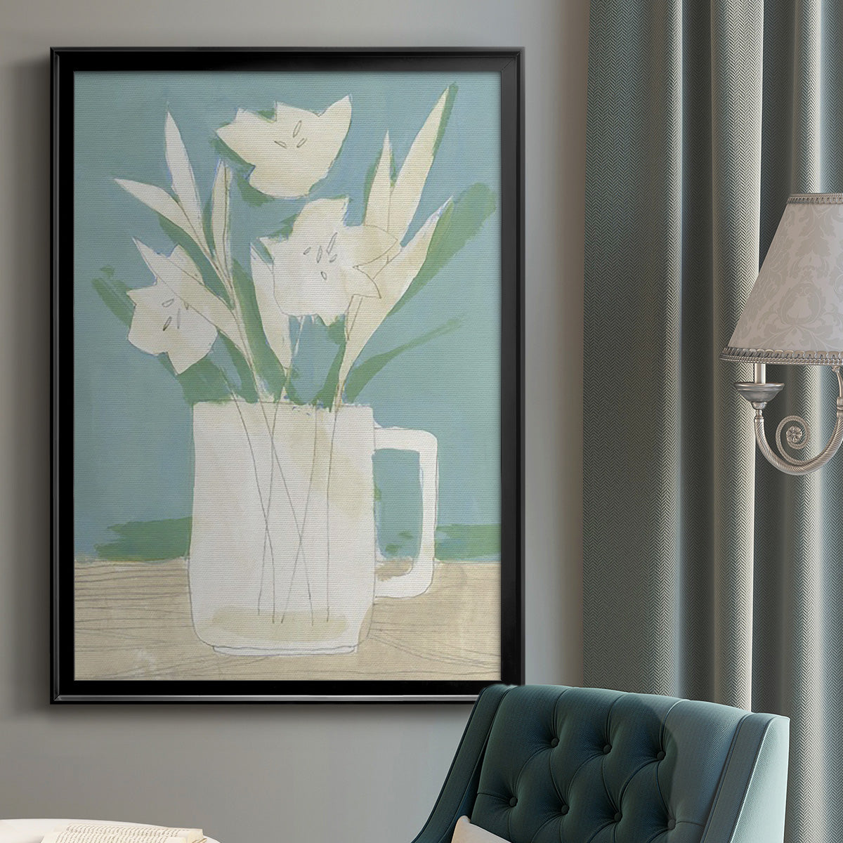 Muted Spring Arrangement III - Modern Framed Canvas Print