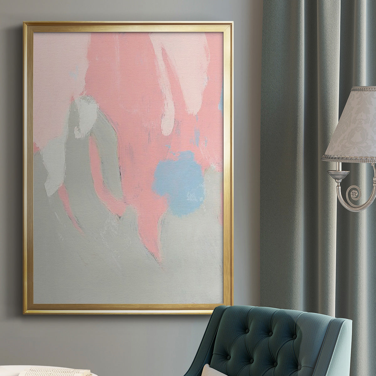 Blushing Abstract I - Modern Framed Canvas Print