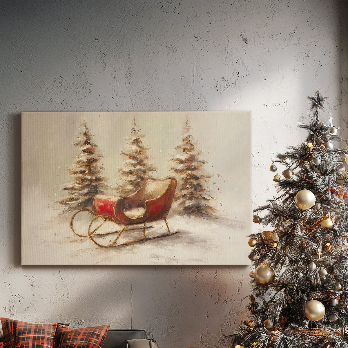 Tinsel-Gold Whisper of Evergreen - Canvas Art Print