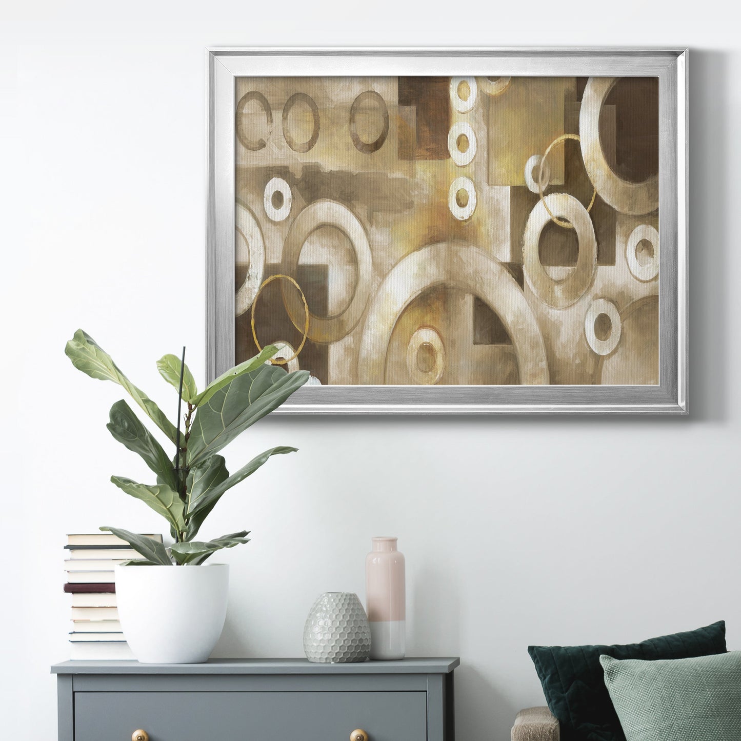 Neutral Motion - Modern Framed Canvas Print