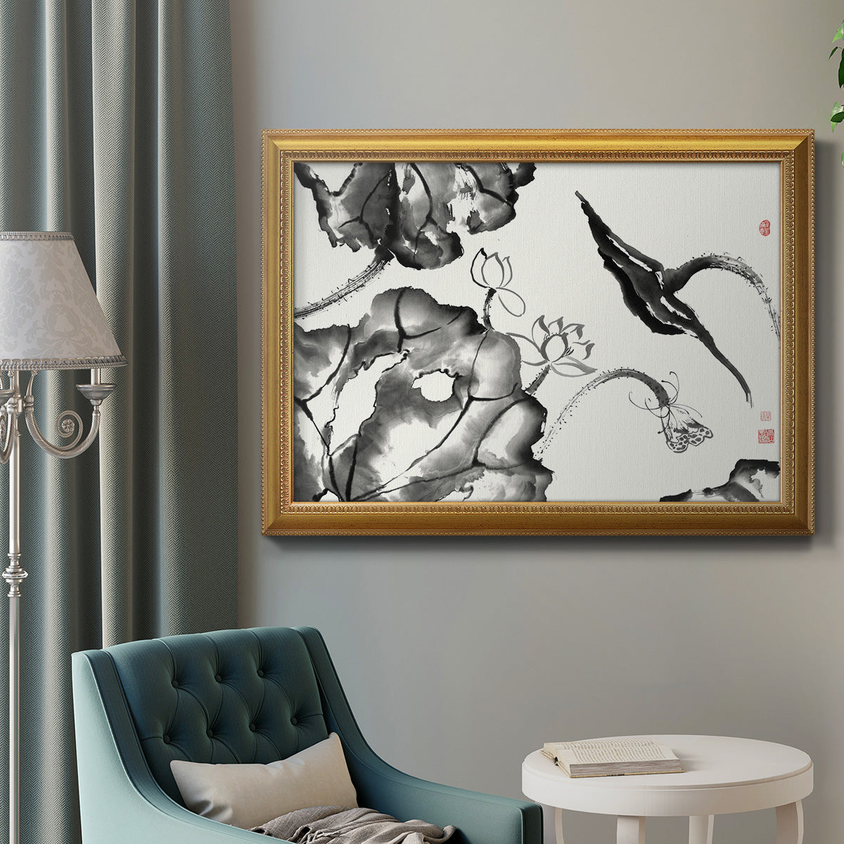 Lotus Study II Premium Framed Canvas- Ready to Hang